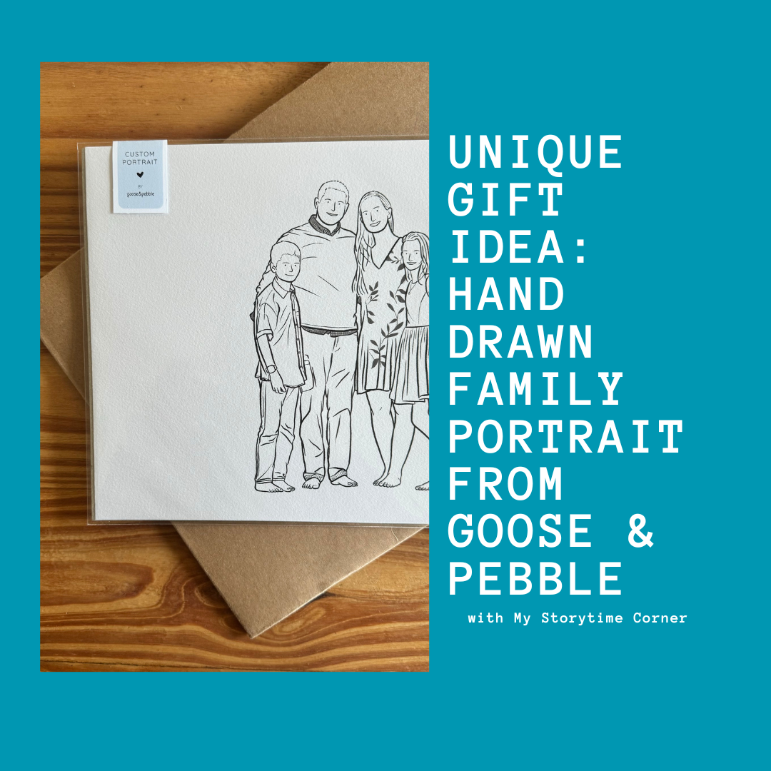 Unique Gift Idea for Book Lovers: Personalized Family Hand Drawn Portraits from Goose and Pebble